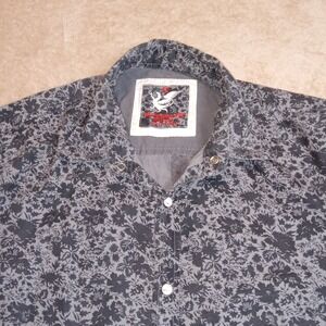 RG512 Men's Large Pearl Snap Long Sleeve Shirt Black